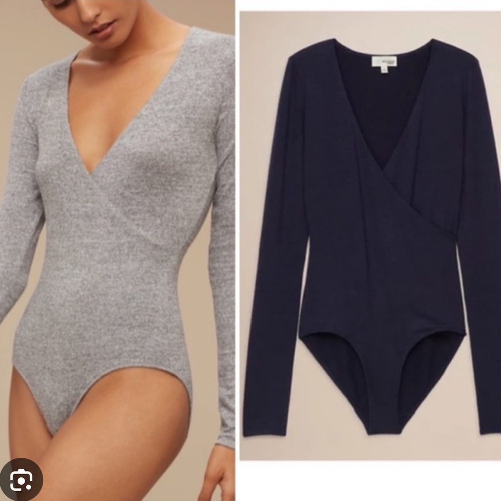 Aritzia Black Wrap Bodysuit